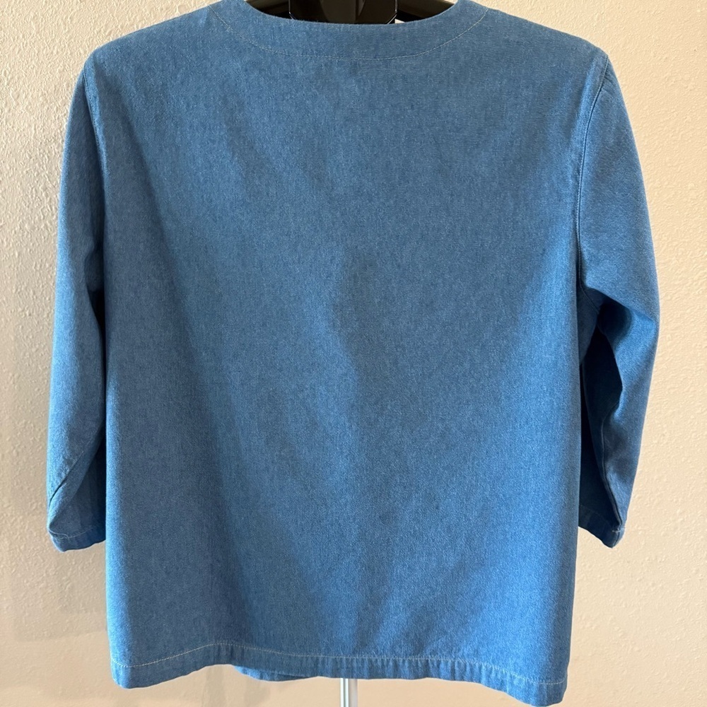 Vintage Koret Denim Shirt Embroidery Art to Wear Embellished Beads Size Large - Picture 2 of 15